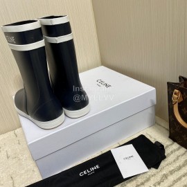 Celine Letter Printed Rain Boots For Women Navy