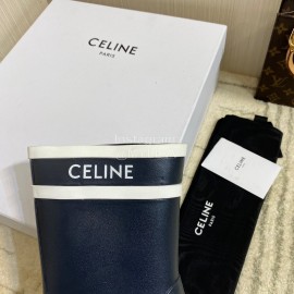 Celine Letter Printed Rain Boots For Women Navy