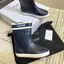 Celine Letter Printed Rain Boots For Women Navy