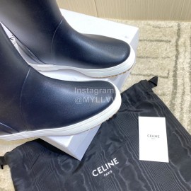 Celine Letter Printed Rain Boots For Women Navy
