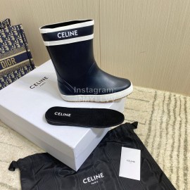Celine Letter Printed Rain Boots For Women Navy