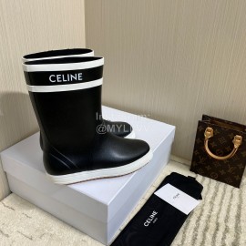 Celine Letter Printed Rain Boots For Women Black