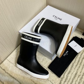 Celine Letter Printed Rain Boots For Women Black
