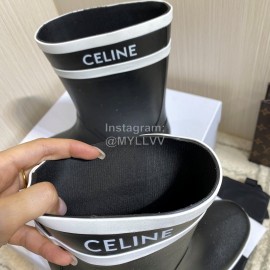 Celine Letter Printed Rain Boots For Women Black