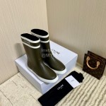 Celine Letter Printed Rain Boots For Women Coffee