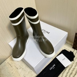 Celine Letter Printed Rain Boots For Women Coffee