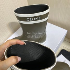 Celine Letter Printed Rain Boots For Women Coffee