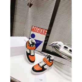 Celine Leather Velcro High Top Sneakers For Men And Women Orange