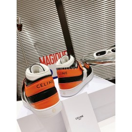 Celine Leather Velcro High Top Sneakers For Men And Women Orange