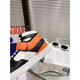Celine Leather Velcro High Top Sneakers For Men And Women Orange