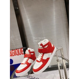 Celine Leather Velcro High Top Sneakers For Men And Women Red