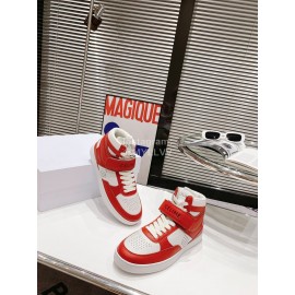 Celine Leather Velcro High Top Sneakers For Men And Women Red