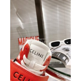 Celine Leather Velcro High Top Sneakers For Men And Women Red