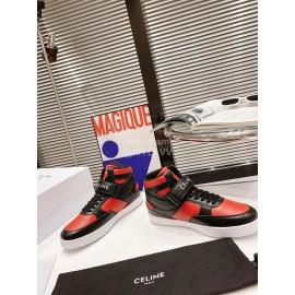 Celine Leather Velcro High Top Sneakers For Men And Women Black