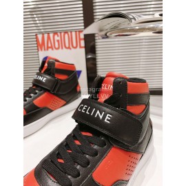 Celine Leather Velcro High Top Sneakers For Men And Women Black
