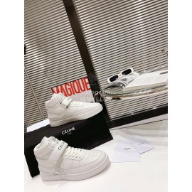 Celine Leather Velcro High Top Sneakers For Men And Women White
