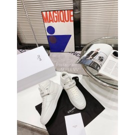 Celine Leather Velcro High Top Sneakers For Men And Women White