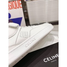 Celine Leather Velcro High Top Sneakers For Men And Women White
