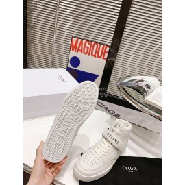 Celine Leather Velcro High Top Sneakers For Men And Women White