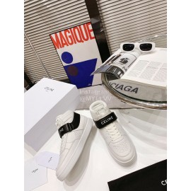 Celine Cowhide Velcro High Top Sneakers For Men And Women White