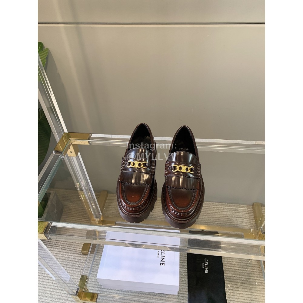 Celine New Tassel Triumph Buckle Thick Soled Loafers For Women Reddish Brown