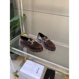 Celine New Tassel Triumph Buckle Thick Soled Loafers For Women Reddish Brown