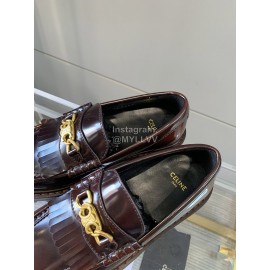 Celine New Tassel Triumph Buckle Thick Soled Loafers For Women Reddish Brown