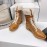 Celine Winter Cowhide Lamb Wool Lapel Short Boots For Women Brown