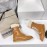 Celine Winter Cowhide Lamb Wool Lapel Short Boots For Women Brown