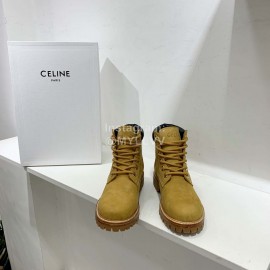 Celine Autumn Leather Martin Boots For Women Tan