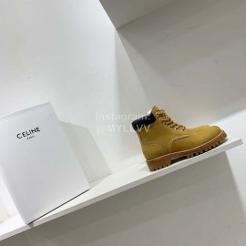Celine Autumn Leather Martin Boots For Women Tan