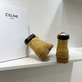Celine Autumn Leather Martin Boots For Women Tan