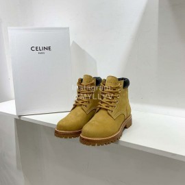 Celine Autumn Leather Martin Boots For Women Tan