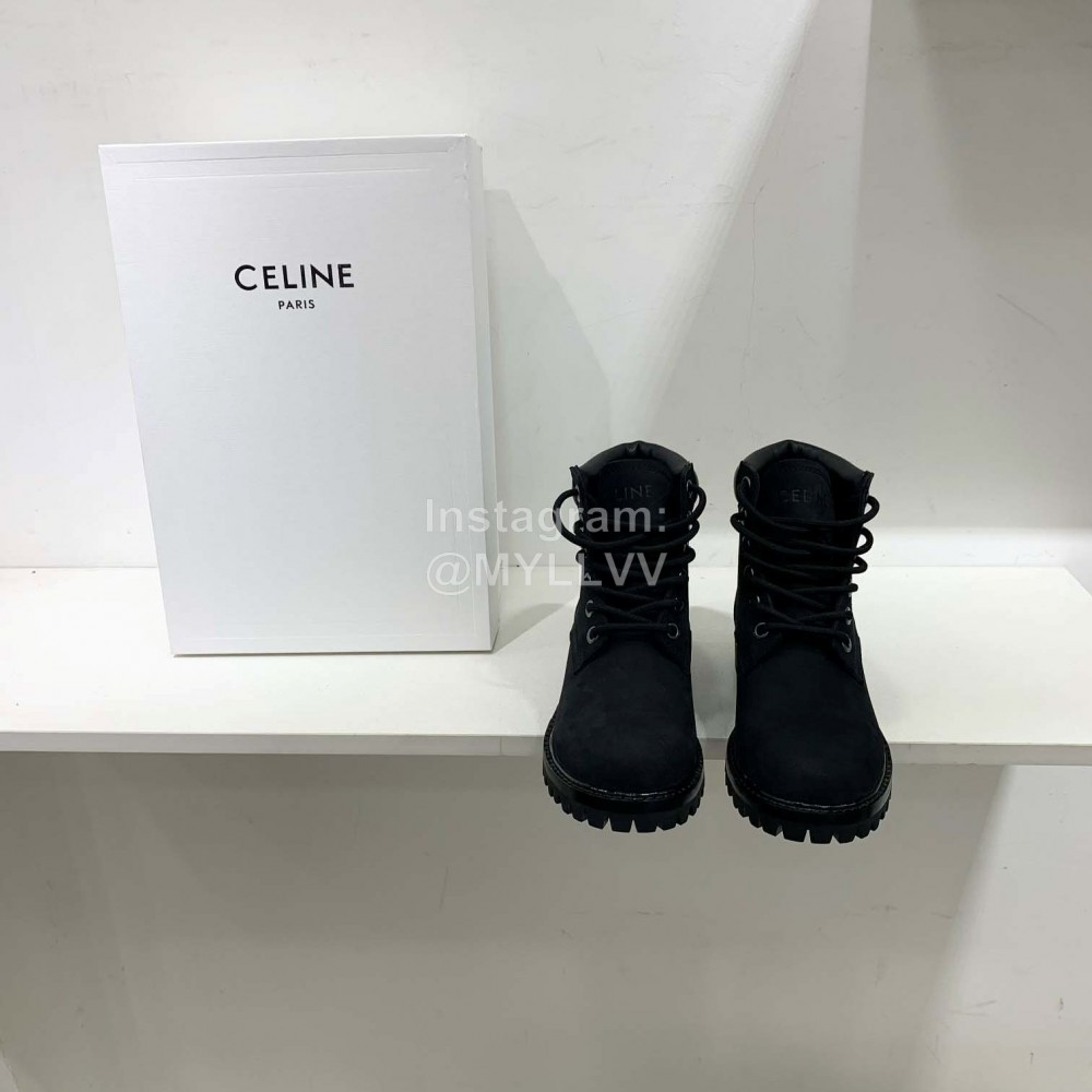 Celine Autumn Leather Martin Boots For Women Black