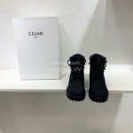 Celine Autumn Leather Martin Boots For Women Black