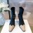 Celine Knitted Fabric Cowhide High Heeled Boots For Women Beige