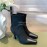 Celine Knitted Fabric Cowhide High Heeled Boots For Women Black