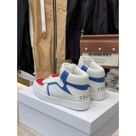 Celine Leather High Top Sneakers For Men And Women Blue