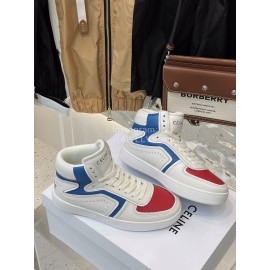 Celine Leather High Top Sneakers For Men And Women Blue