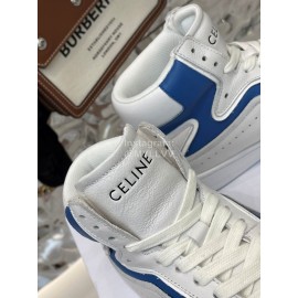 Celine Leather High Top Sneakers For Men And Women Blue