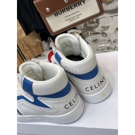 Celine Leather High Top Sneakers For Men And Women Blue