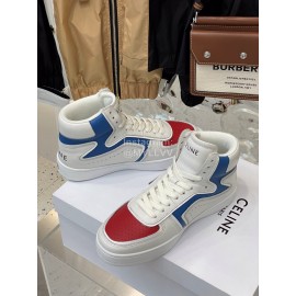 Celine Leather High Top Sneakers For Men And Women Blue
