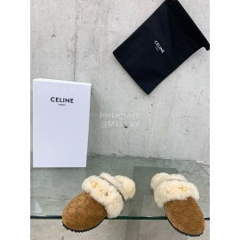 Celine Fashion Wool Warm Slippers For Women Brown