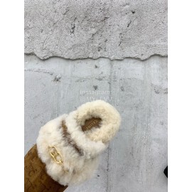 Celine Fashion Wool Warm Slippers For Women Brown