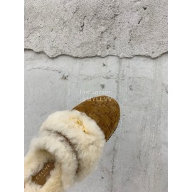 Celine Fashion Wool Warm Slippers For Women Brown