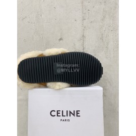 Celine Fashion Wool Warm Slippers For Women Brown