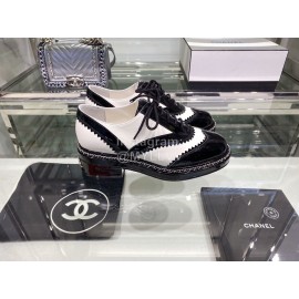 Chanel British College Style Leather Shoes For Women White