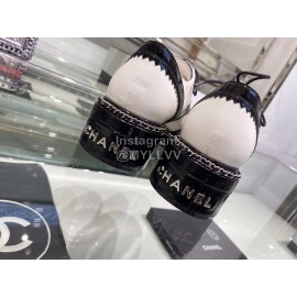 Chanel British College Style Leather Shoes For Women White