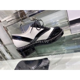 Chanel British College Style Leather Shoes For Women White