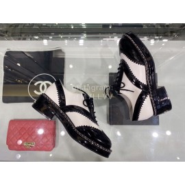 Chanel British College Style Leather Shoes For Women White